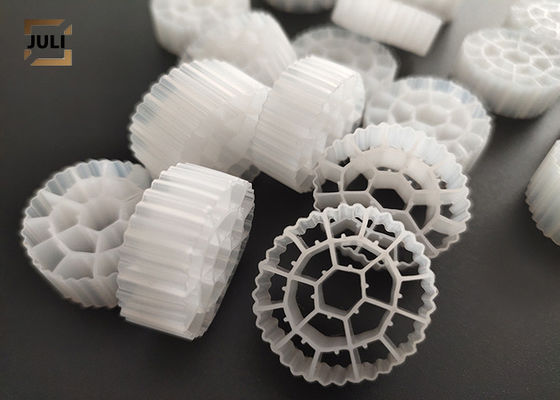 White Color Virgin HDPE Moving Bed Biofilm Reactor 25x10mm For Fish Pond